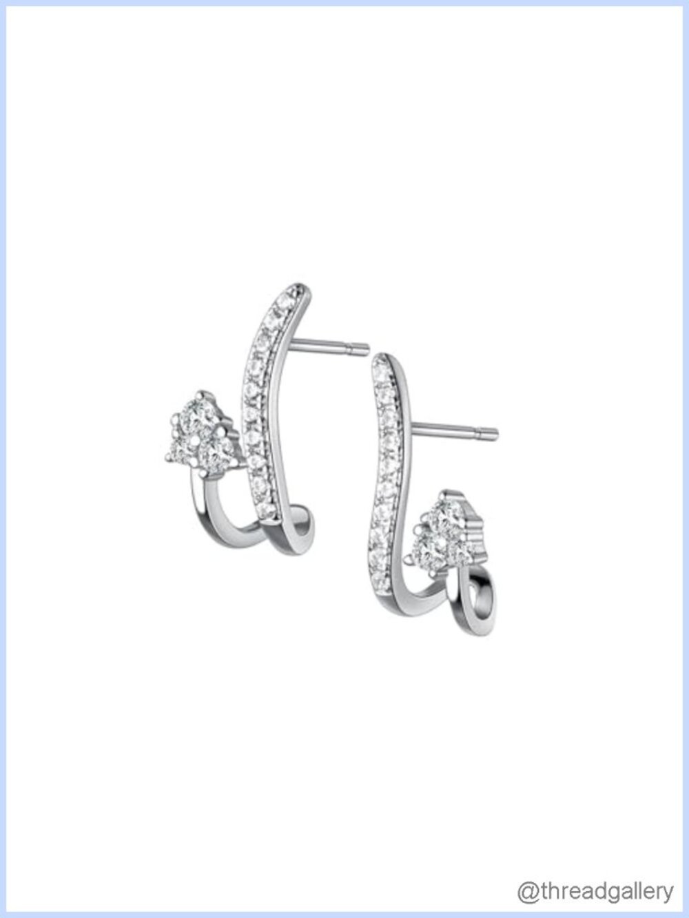 Sterling Silver CZ Crawler Earrings Wrap Stud Hypoallergenic